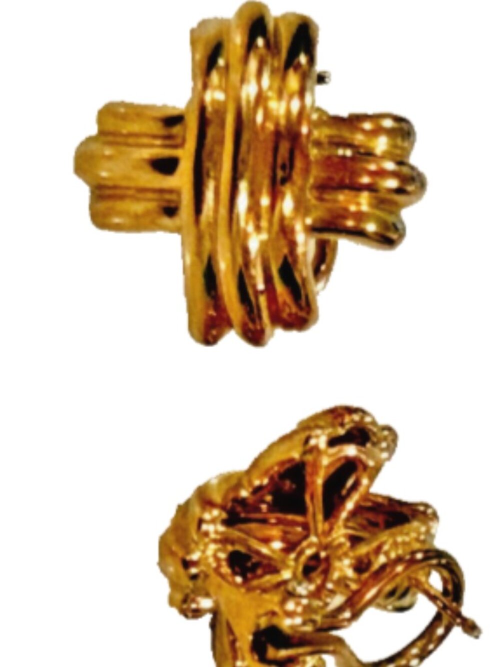 Tiffany & Co 18K Gold Knot Earrings Vintage Signature X Yellow Gold Studs w Box - Picture 2 of 9